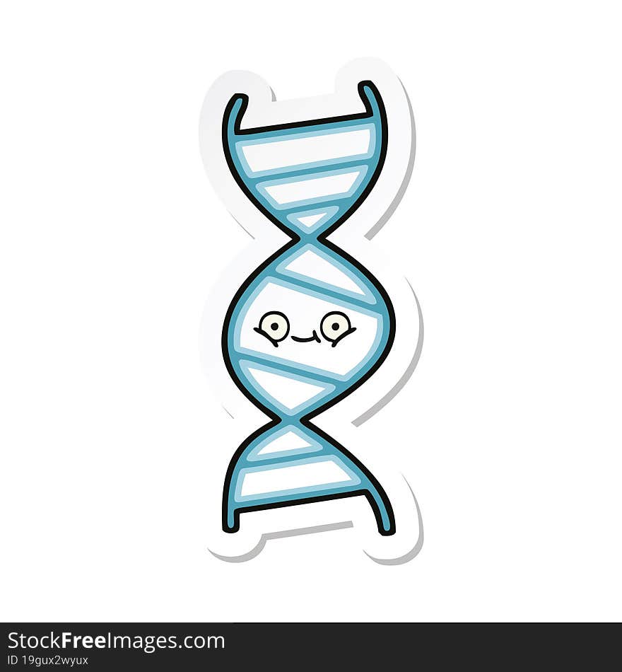 Sticker Of A Cute Cartoon DNA Strand