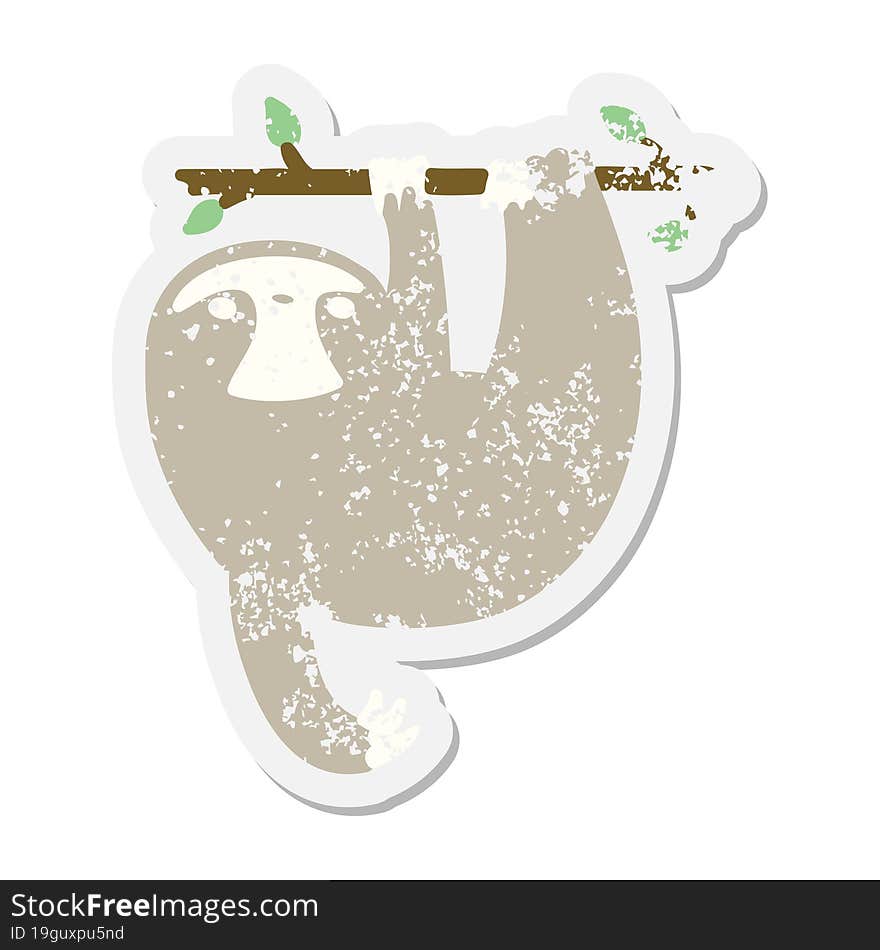 sloth hanging from branch grunge sticker