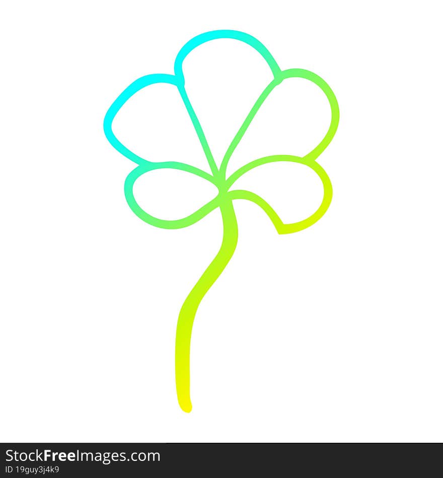 cold gradient line drawing of a cartoon flower