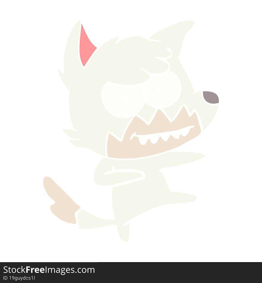 flat color style cartoon grinning fox