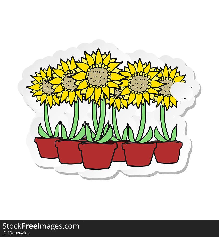 retro distressed sticker of a cartoon sunflowers