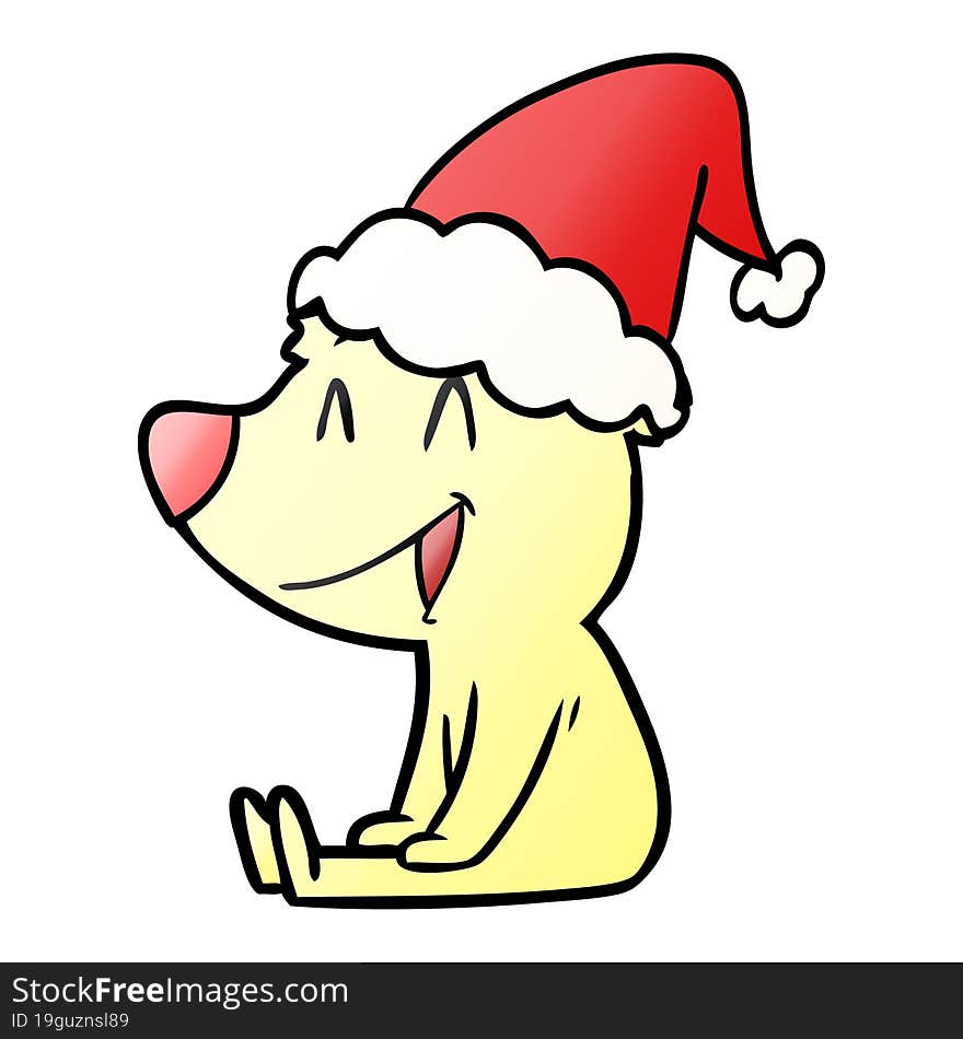 sitting bear gradient cartoon of a wearing santa hat