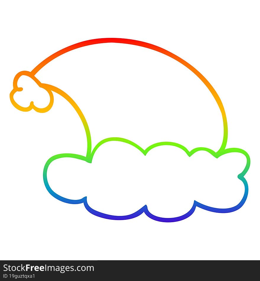 rainbow gradient line drawing cartoon christmas hats