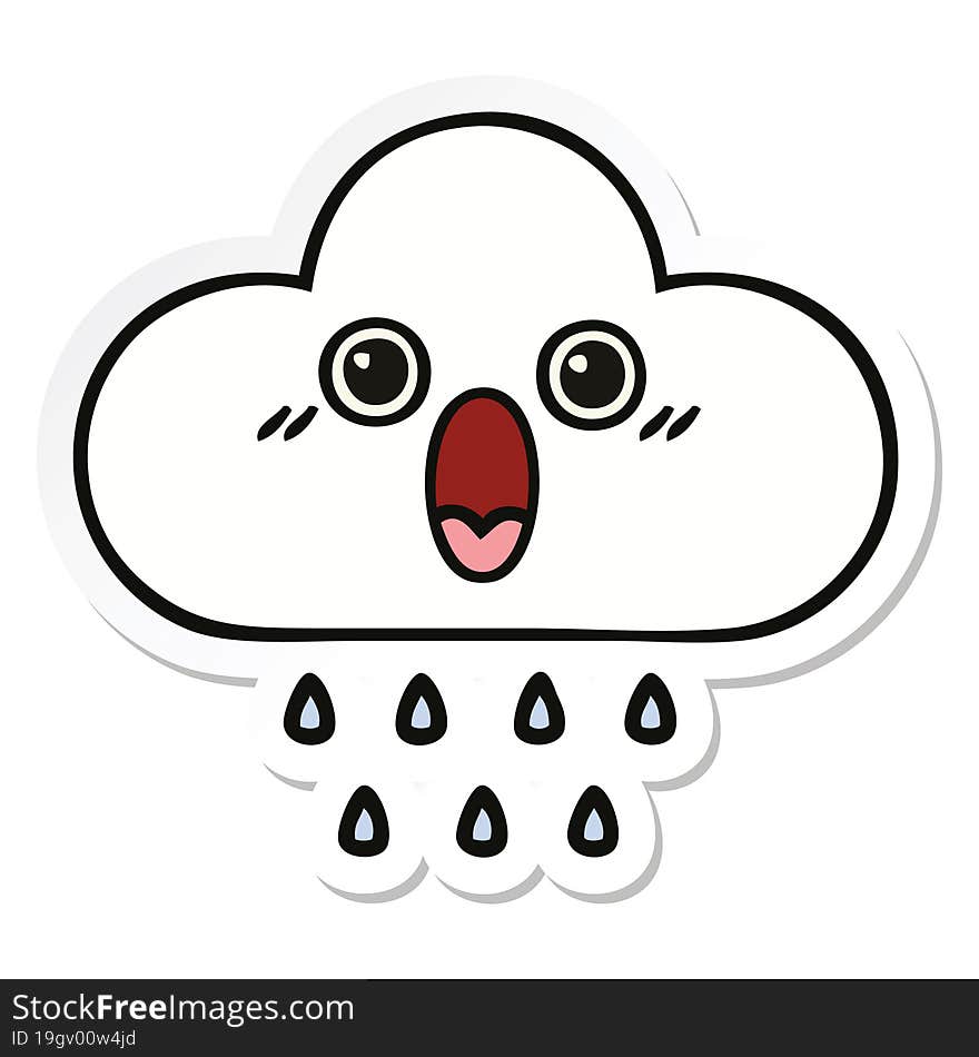 sticker of a cute cartoon rain cloud