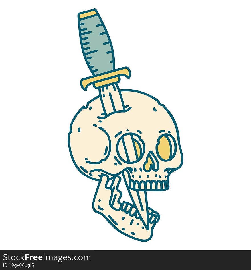 tattoo style icon of a skull and dagger