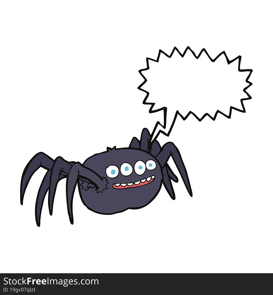 cartoon spooky spider with speech bubble