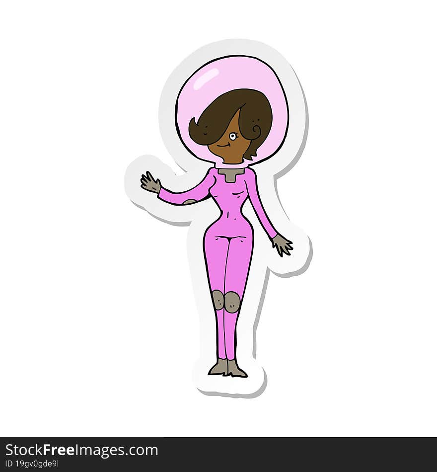 Sticker Of A Cartoon Space Woman