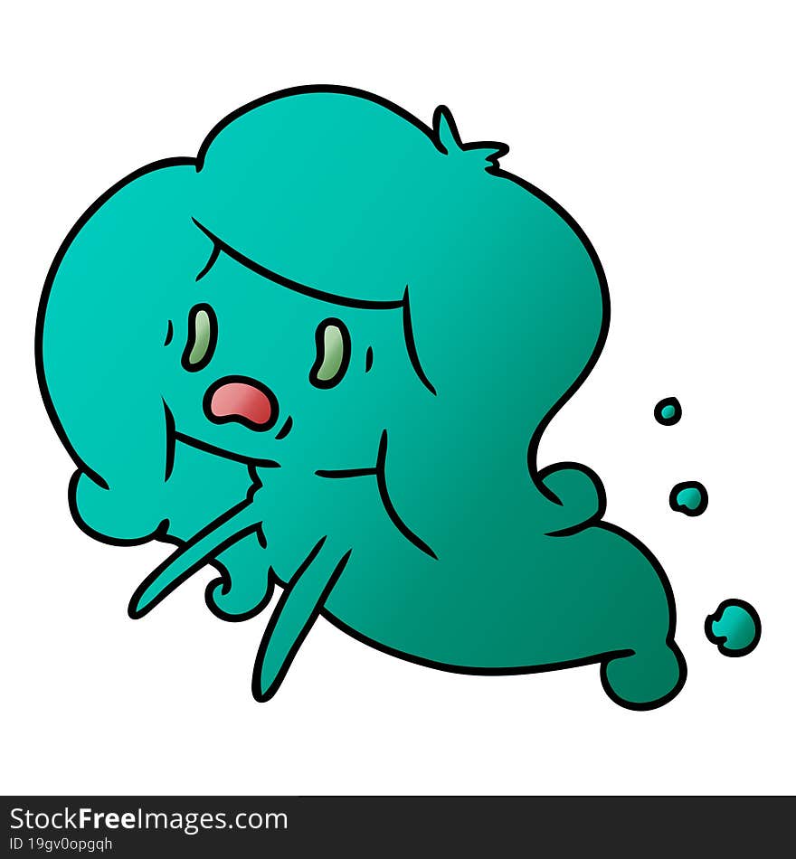 gradient cartoon of kawaii scary ghost