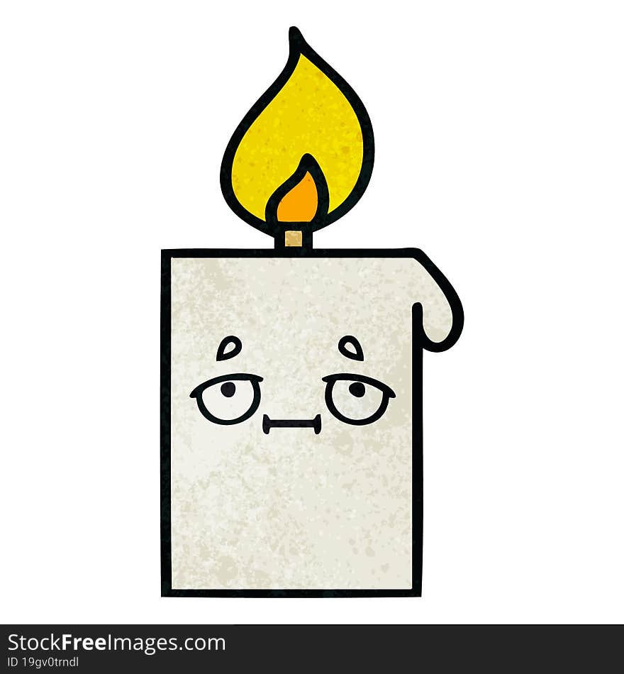 retro grunge texture cartoon of a lit candle