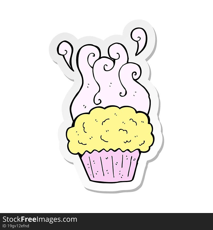 Sticker Of A Cartoon Cupcake