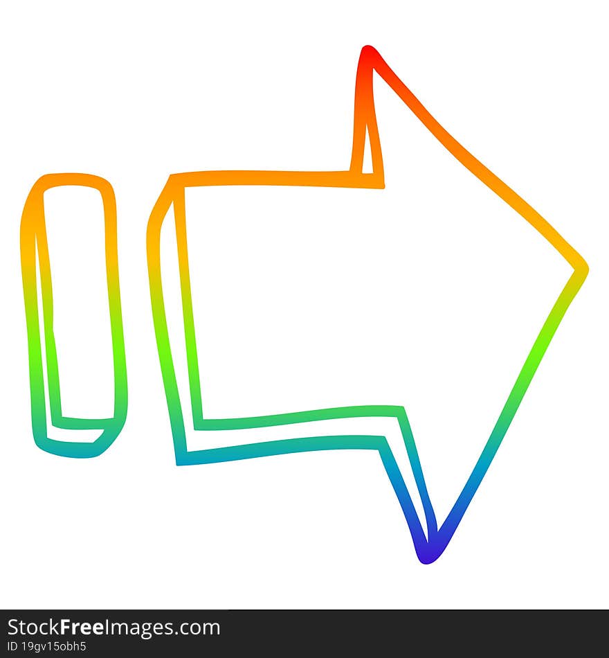 rainbow gradient line drawing cartoon pointing arrow