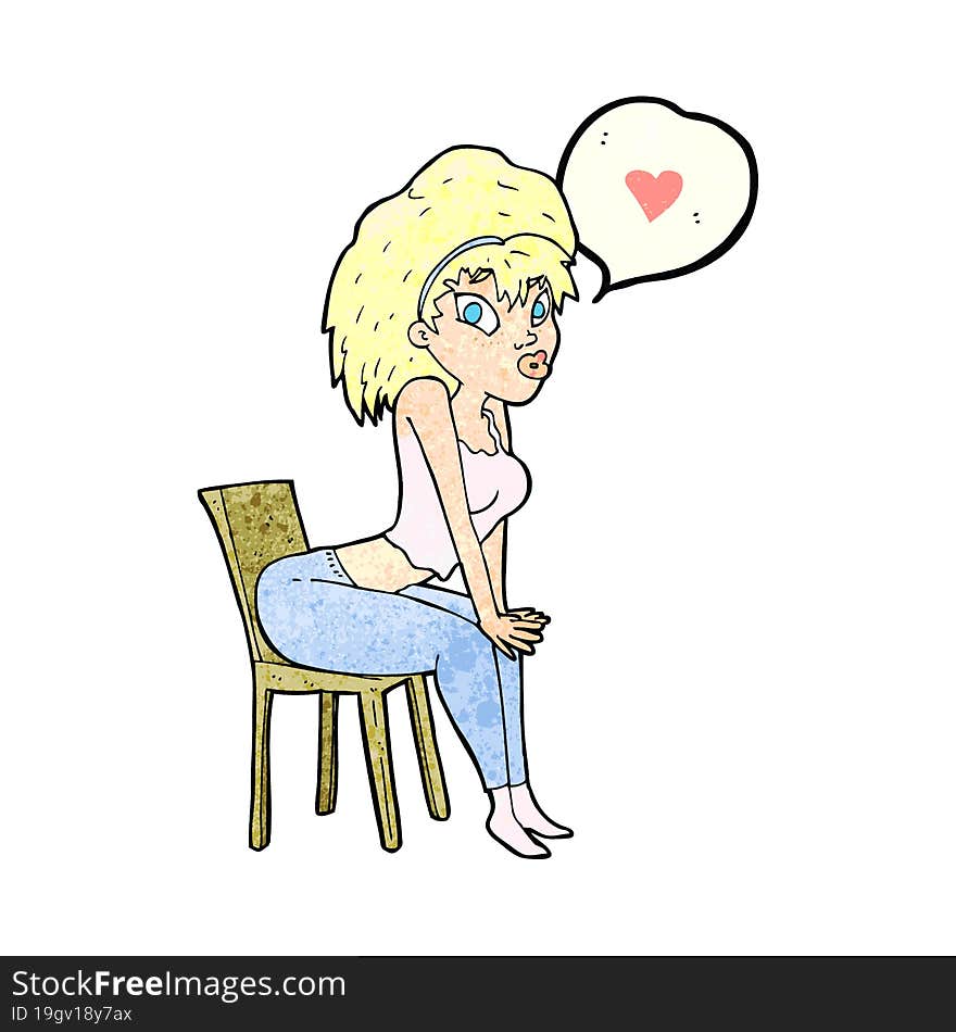 cartoon woman with love heart