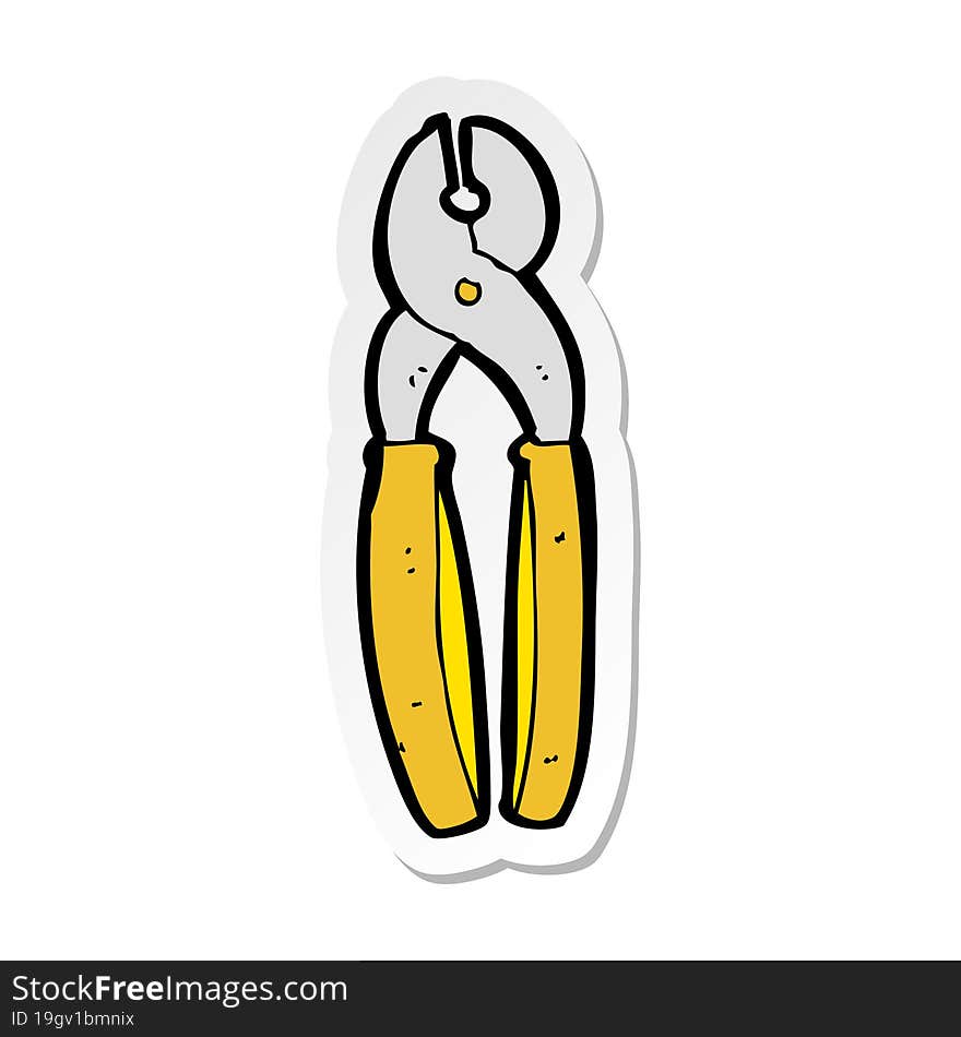 sticker of a cartoon pliers