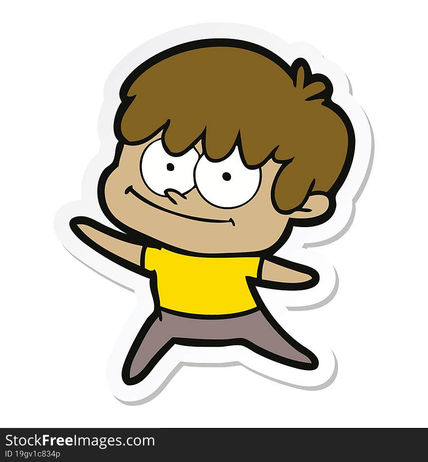 sticker of a happy cartoon man