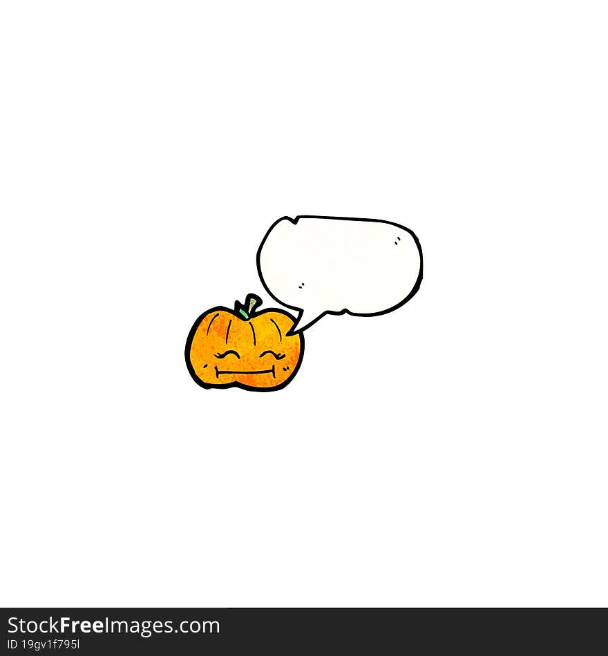 pumpkin with speech bubble cartoon