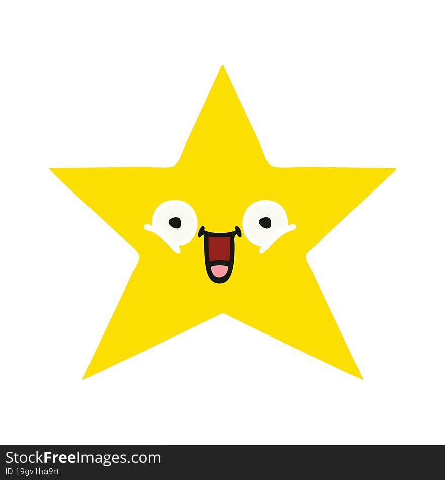 Flat Color Retro Cartoon Gold Star