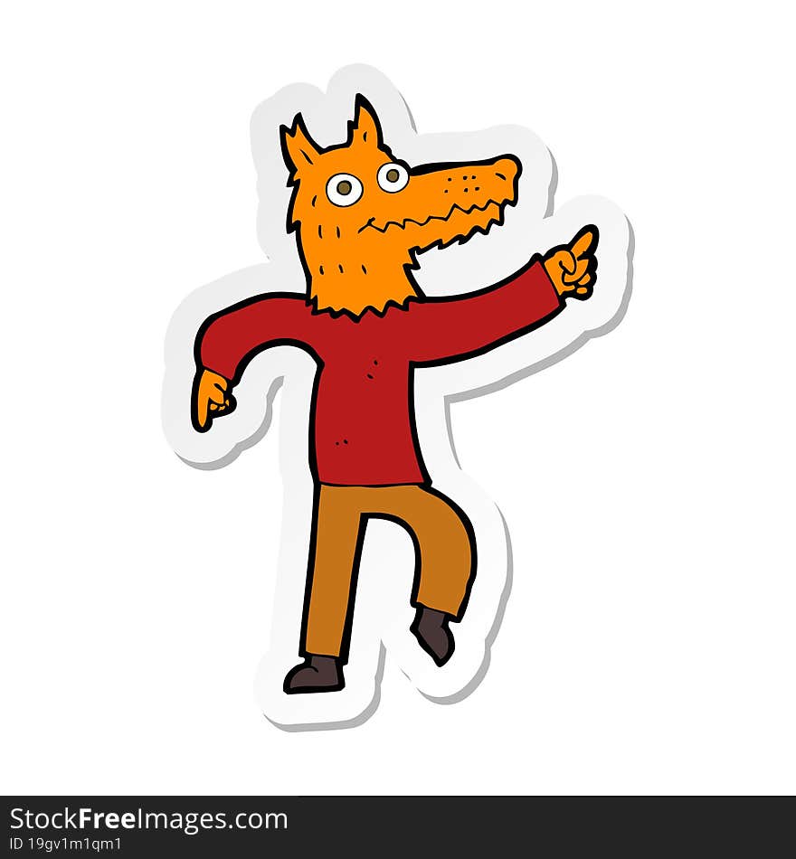 sticker of a cartoon fox man