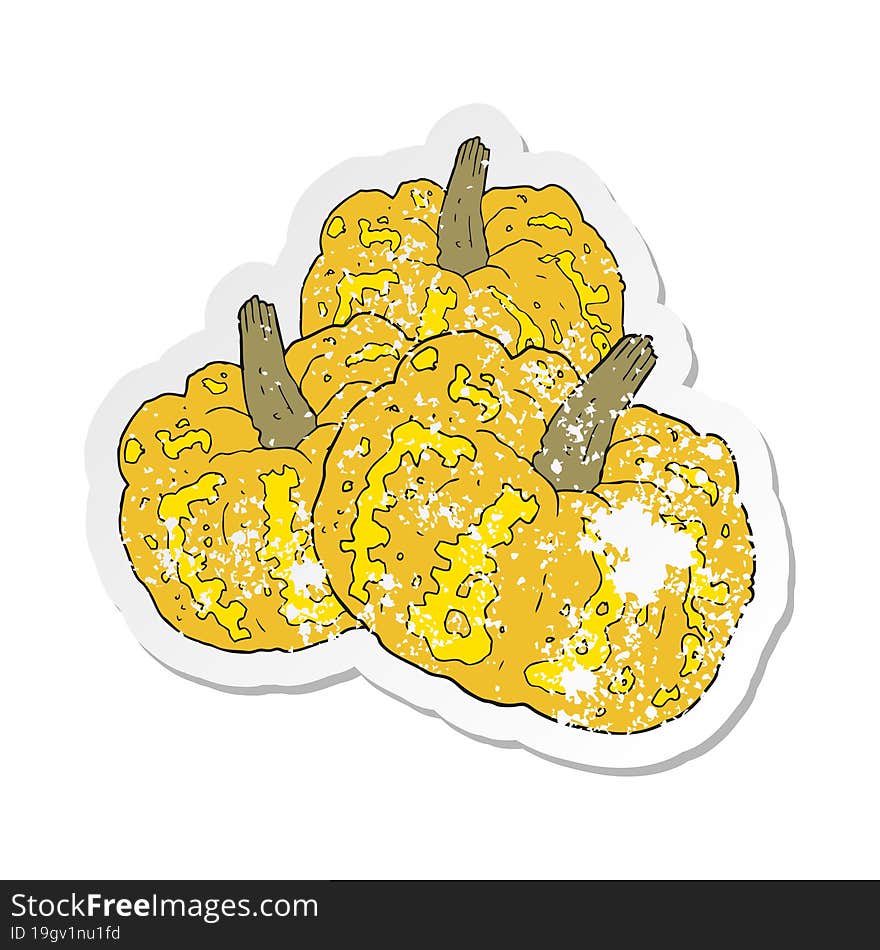 retro distressed sticker of a cartoon squash