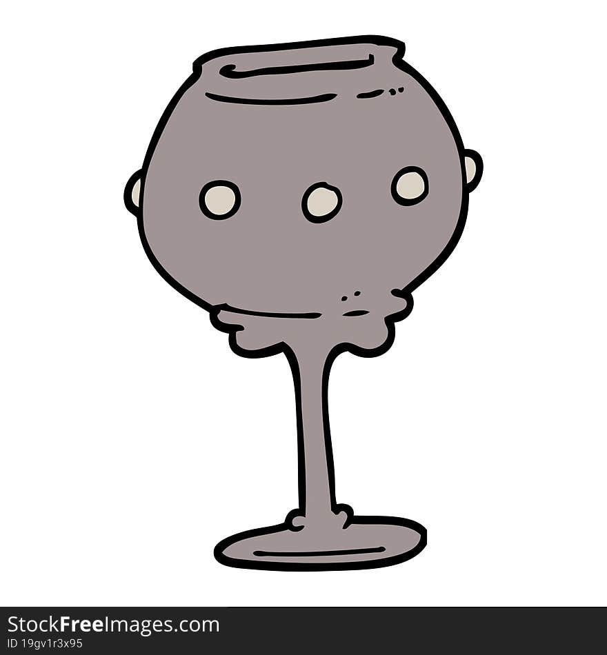 Hand Drawn Doodle Style Cartoon Metal Goblet