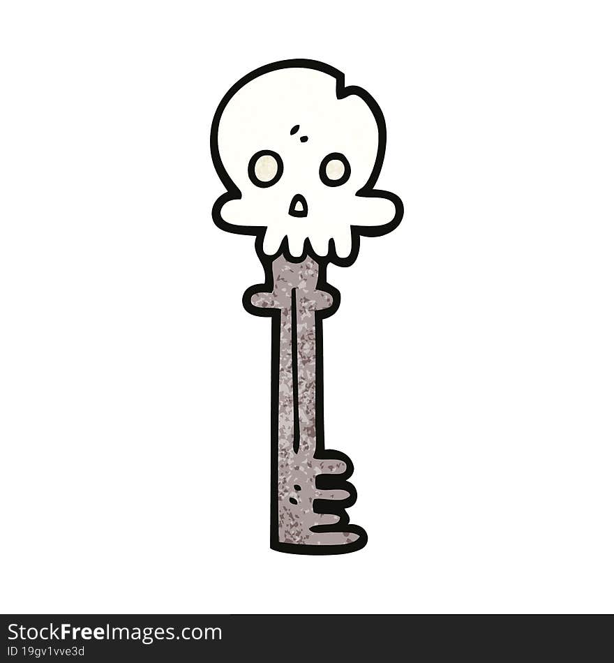 cartoon doodle spooky skull key