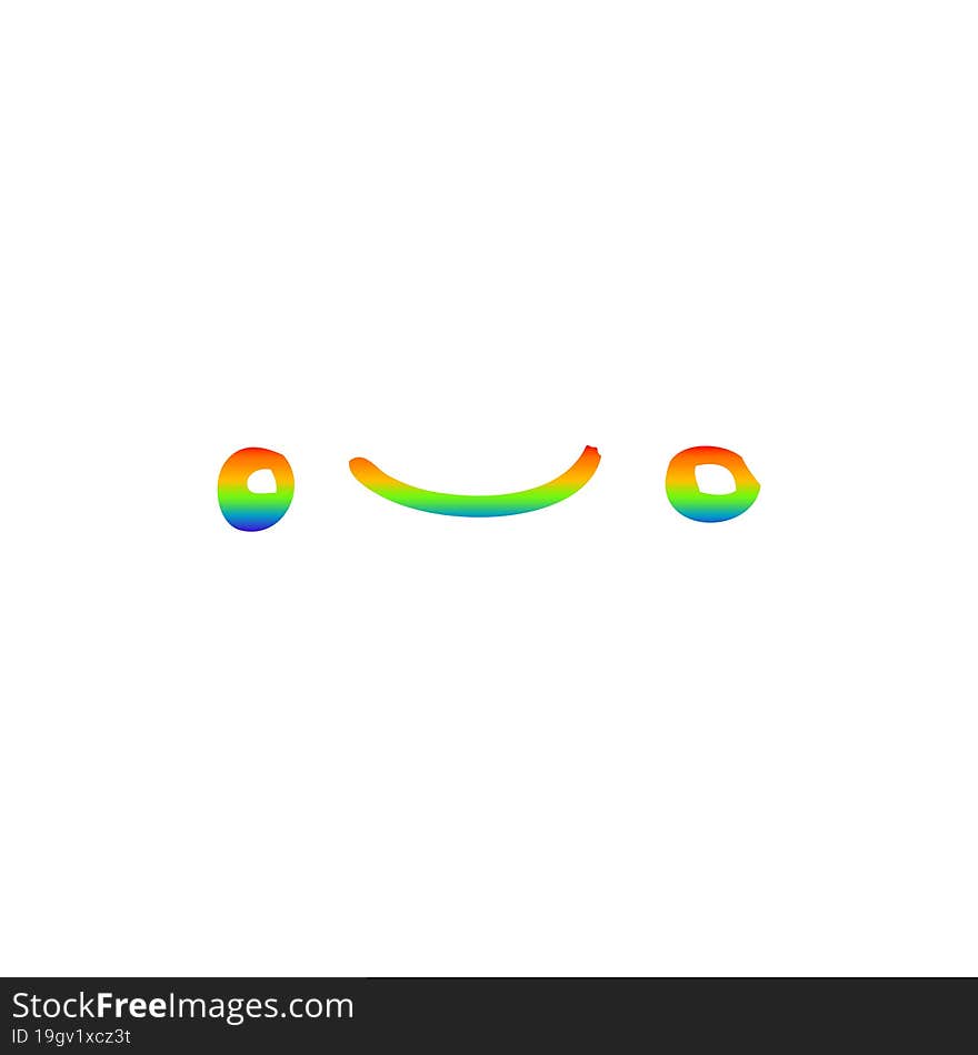 rainbow gradient line drawing of a happy cartoon face