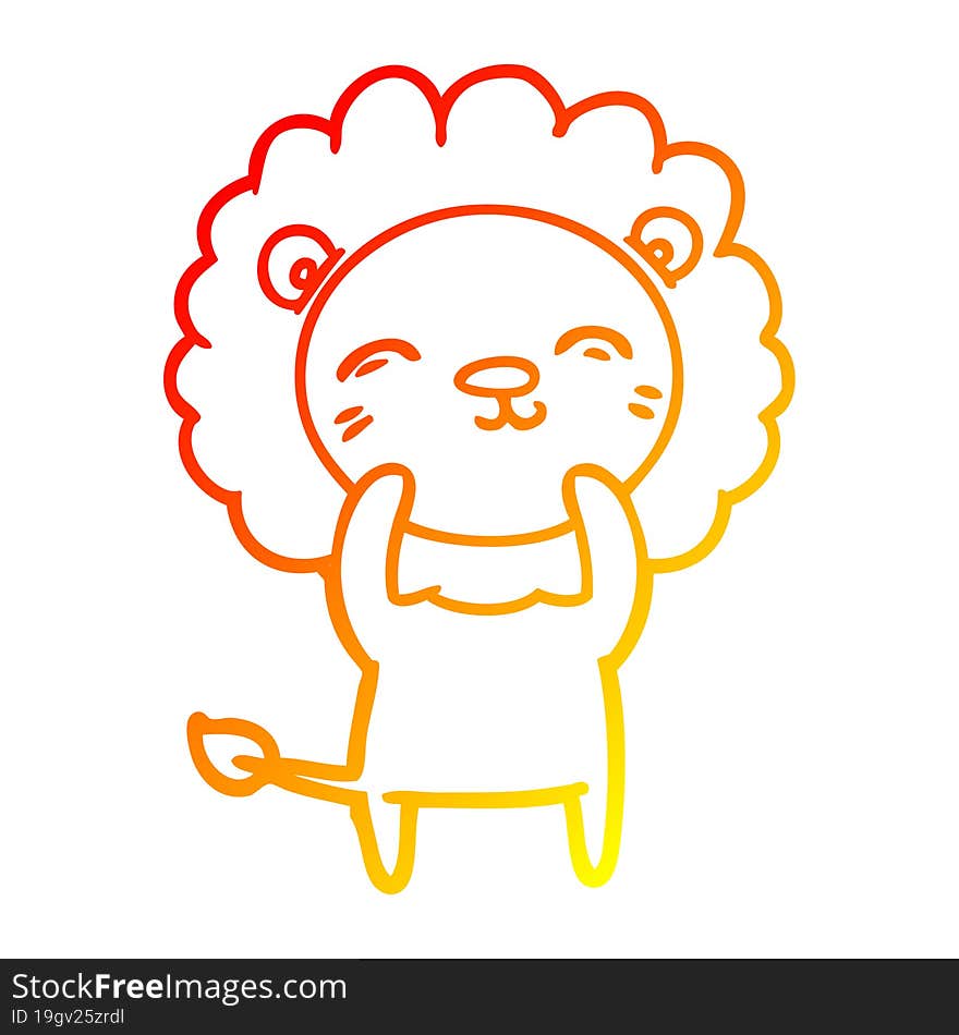 warm gradient line drawing cartoon lion