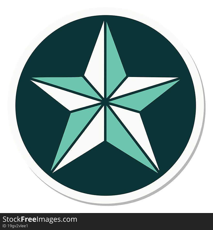 sticker of tattoo in traditional style of a star. sticker of tattoo in traditional style of a star