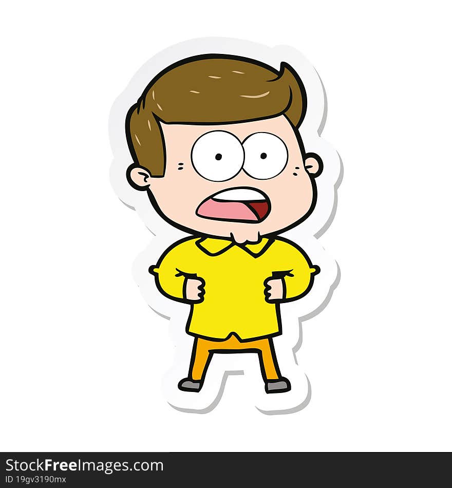 Sticker Of A Cartoon Shocked Man