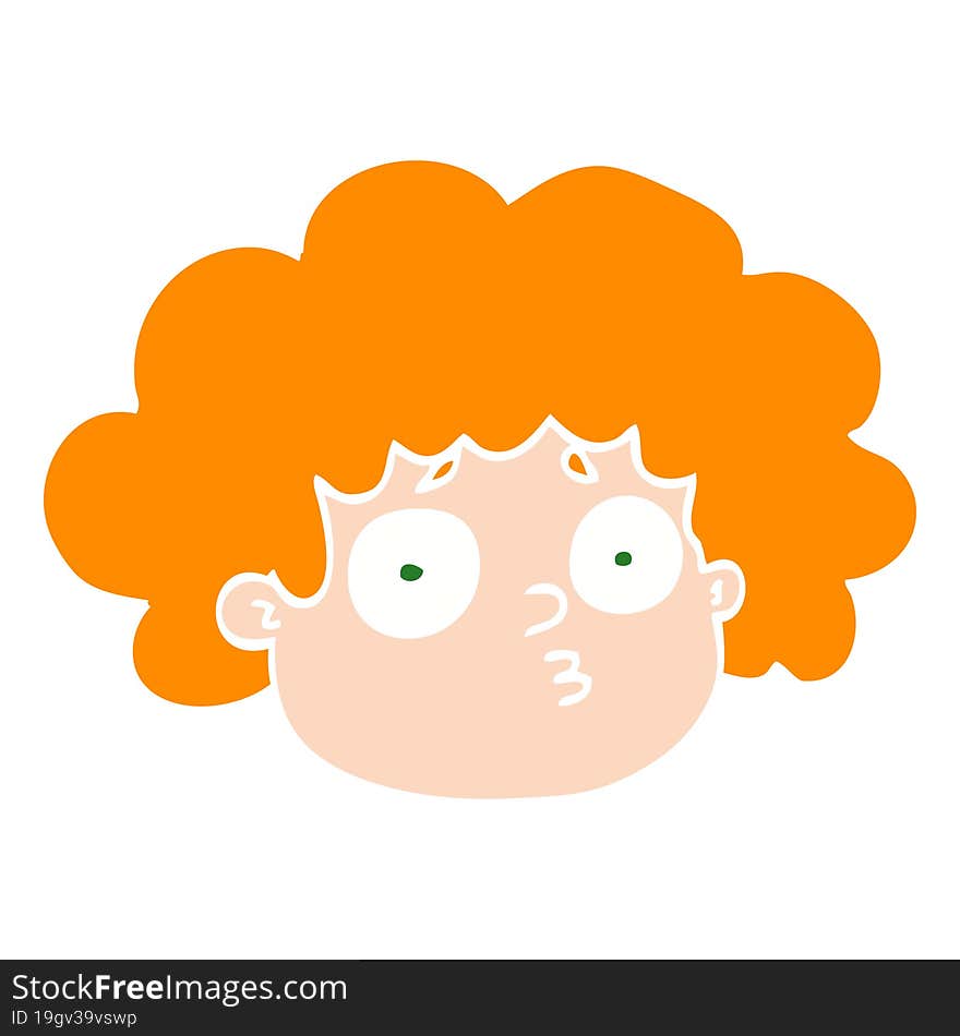 Flat Color Illustration Cartoon Big Hair Boy