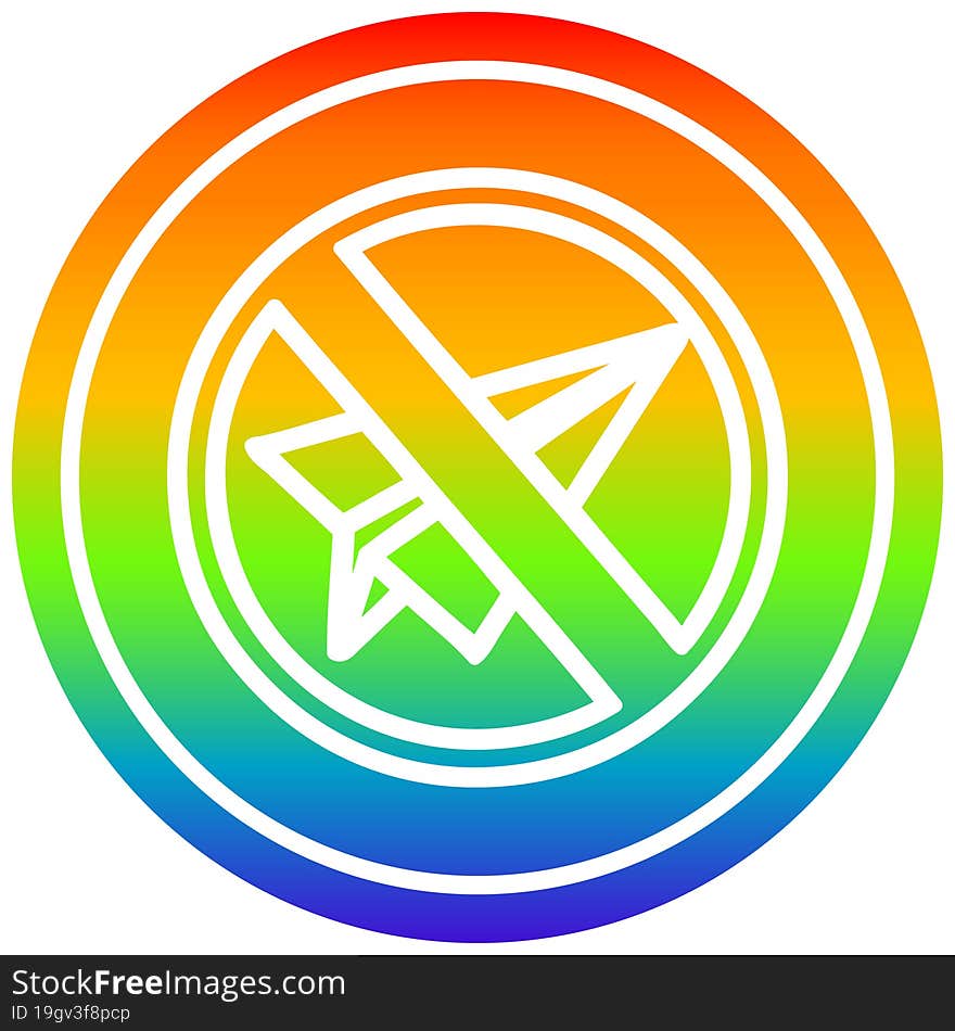 paper plane ban circular in rainbow spectrum