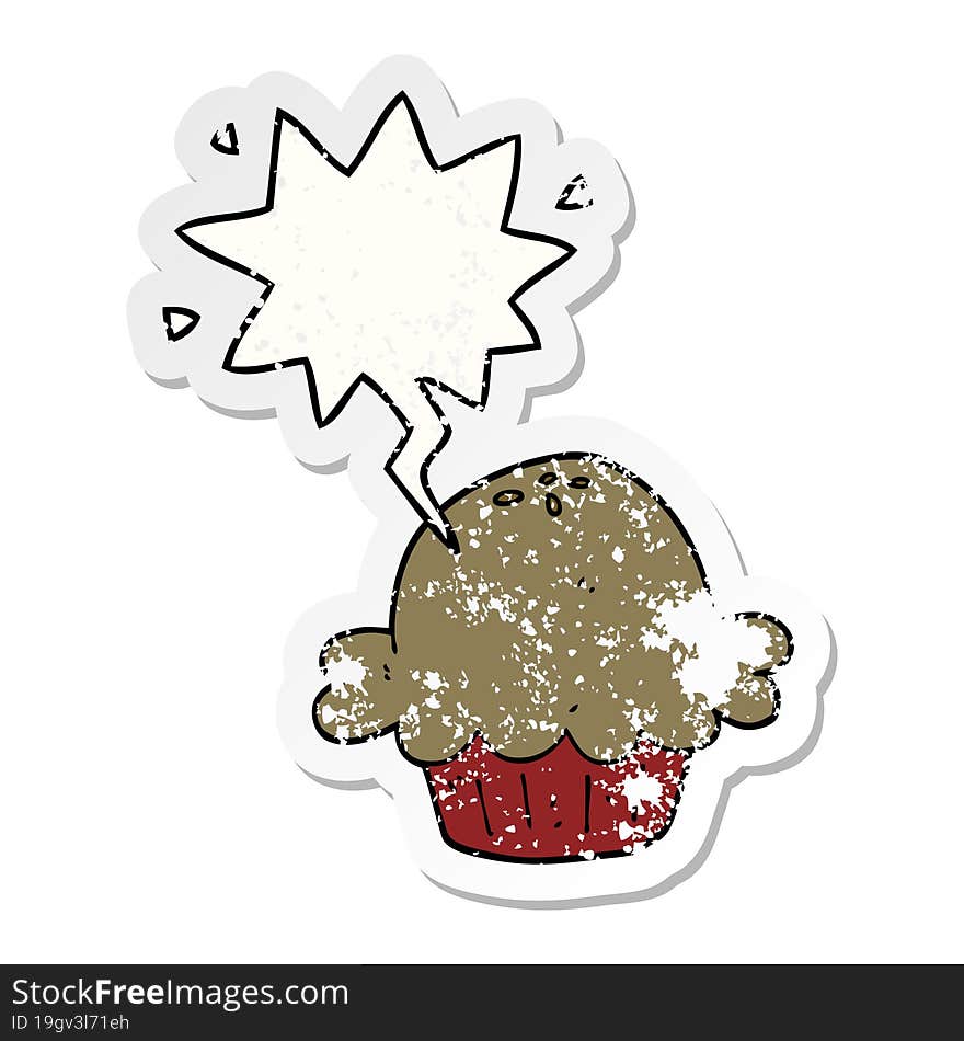 cartoon pie and speech bubble distressed sticker