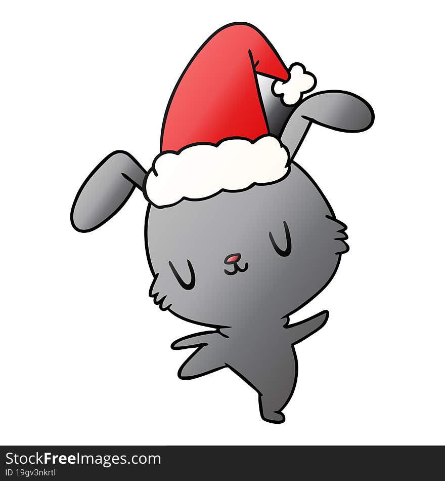 hand drawn christmas gradient cartoon of kawaii rabbit