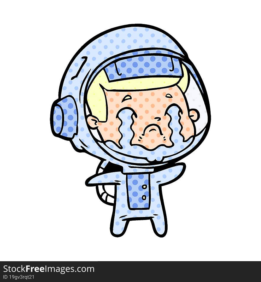 cartoon crying astronaut. cartoon crying astronaut