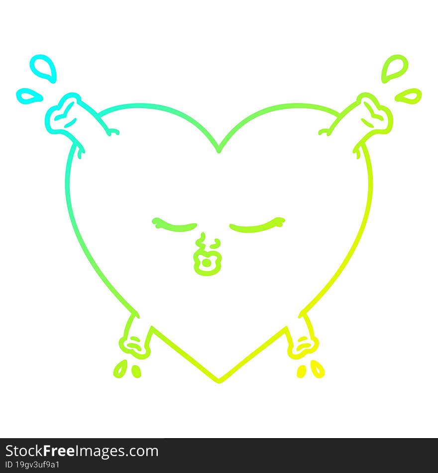 cold gradient line drawing cartoon heart