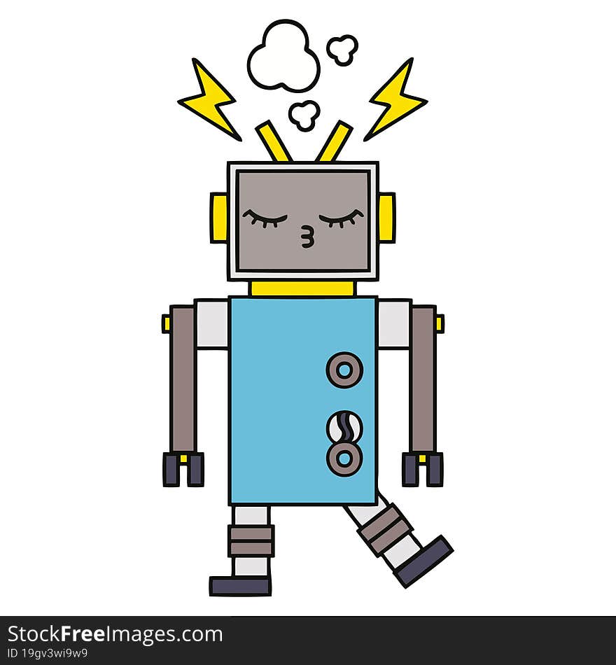 cute cartoon of a malfunctioning robot