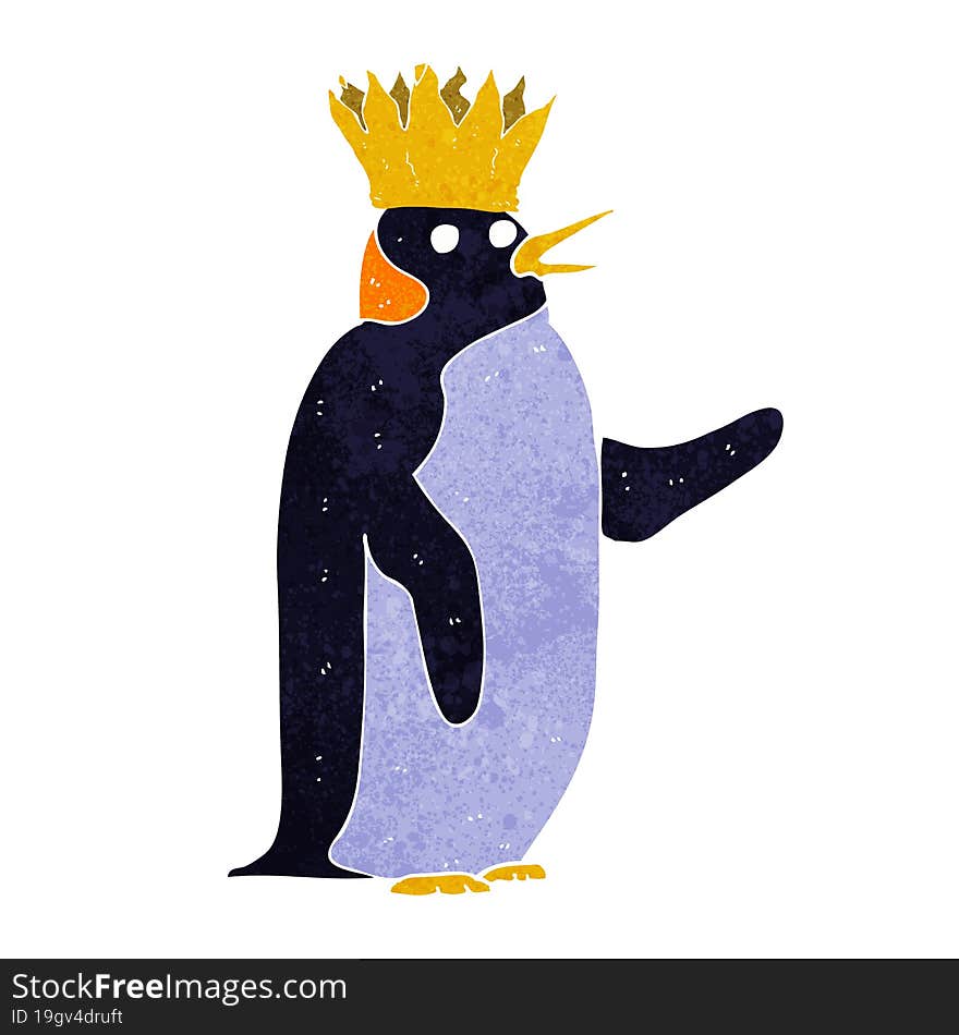 Cartoon Emperor Penguin Waving