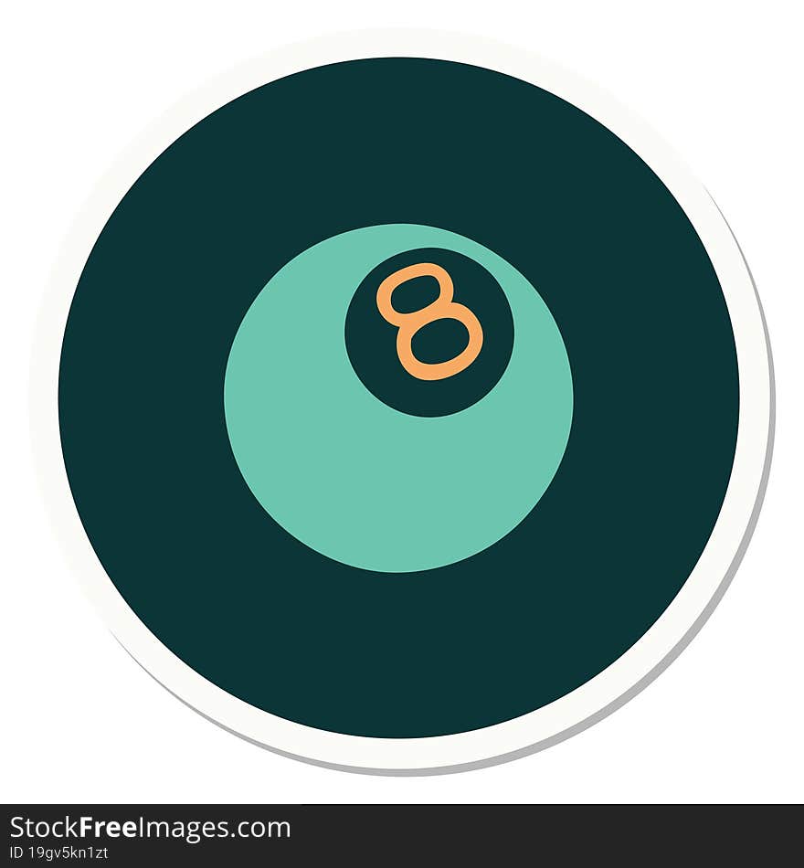 Tattoo Style Sticker Of A 8 Ball