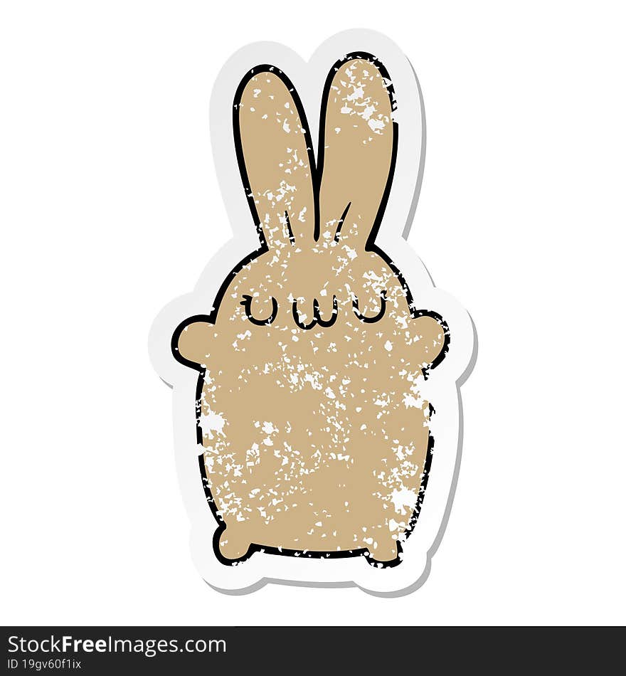 distressed sticker of a cartoon rabbit