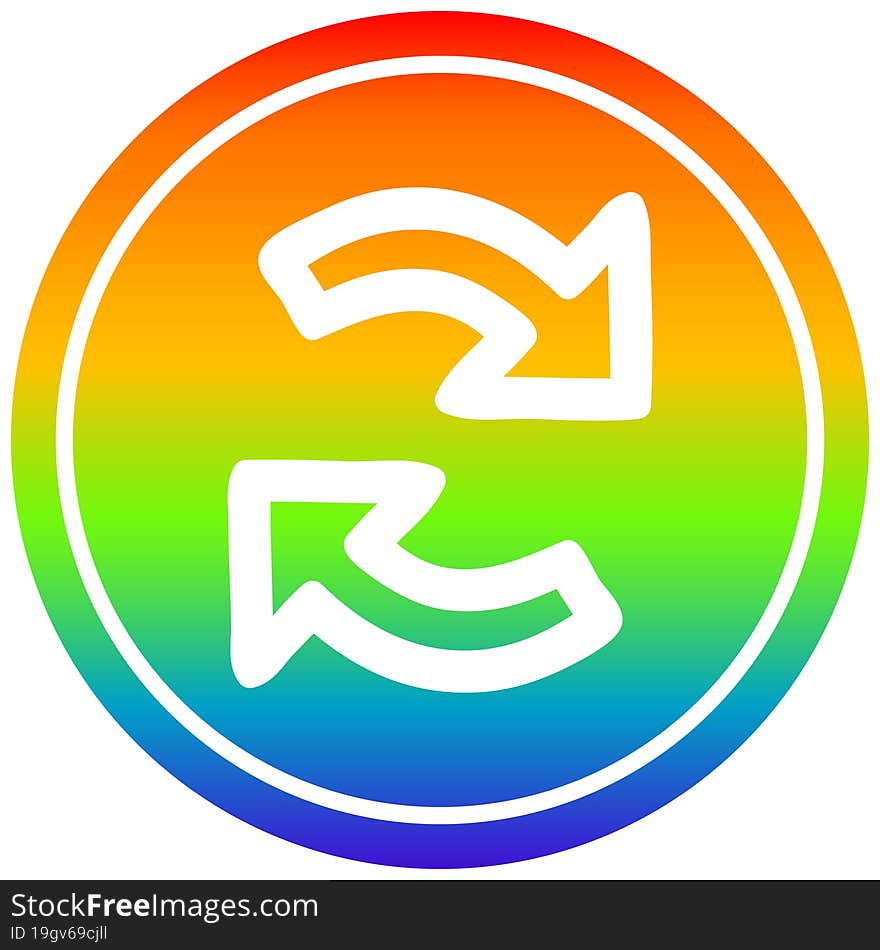 recycling arrow circular icon with rainbow gradient finish. recycling arrow circular icon with rainbow gradient finish