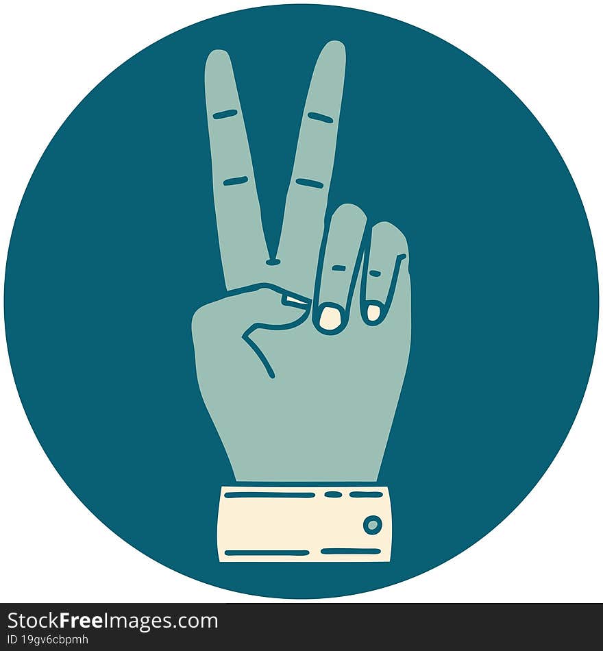 Peace Symbol Two Finger Hand Gesture Icon