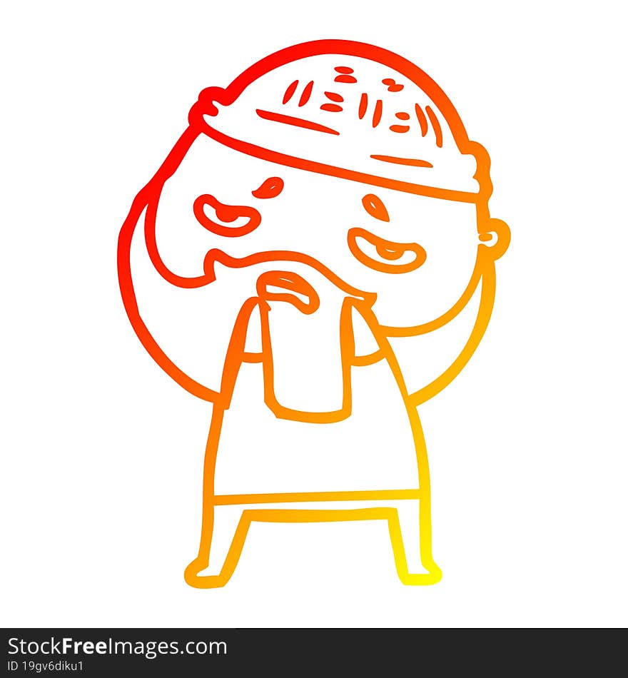 warm gradient line drawing cartoon worried man with beard