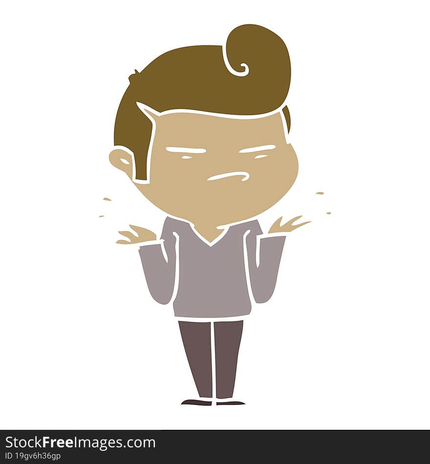 Flat Color Style Cartoon Cool Guy With Fashion Hair Cut