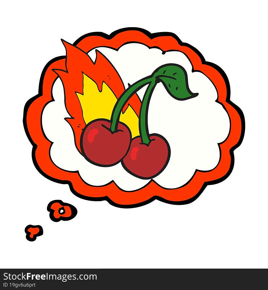 thought bubble cartoon flaming cherries