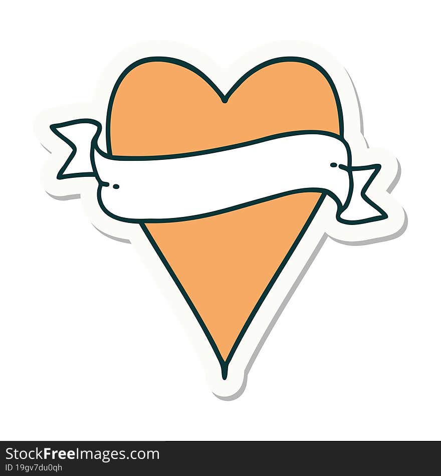 sticker of tattoo in traditional style of a heart and banner. sticker of tattoo in traditional style of a heart and banner