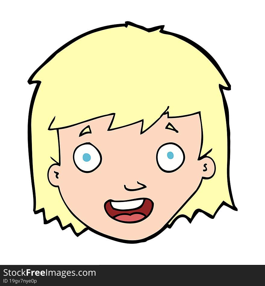 cartoon happy female face