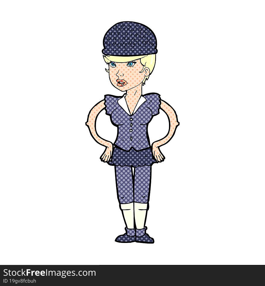 cartoon woman wearing hat