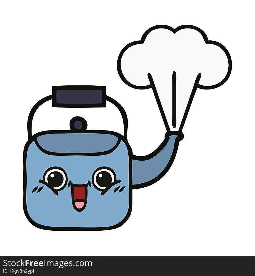 cute cartoon steaming kettle