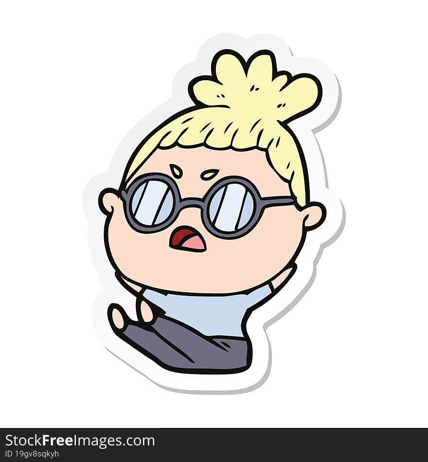 sticker of a cartoon annoyed woman