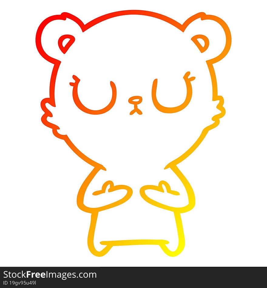 warm gradient line drawing peaceful cartoon bear cub