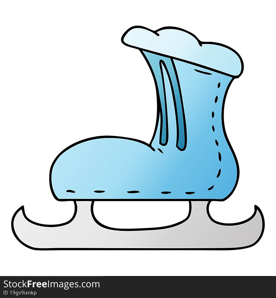 Gradient Cartoon Doodle Of An Ice Skate Boot